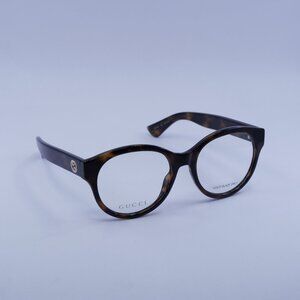 Gucci GG1580O 002 Eyeglasses Dark Havana 53mm Round Frame